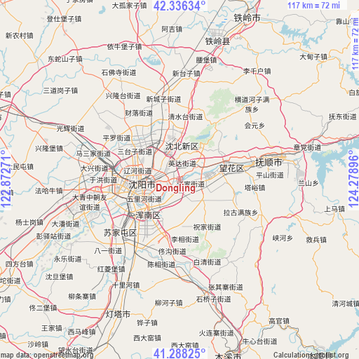 Dongling on map