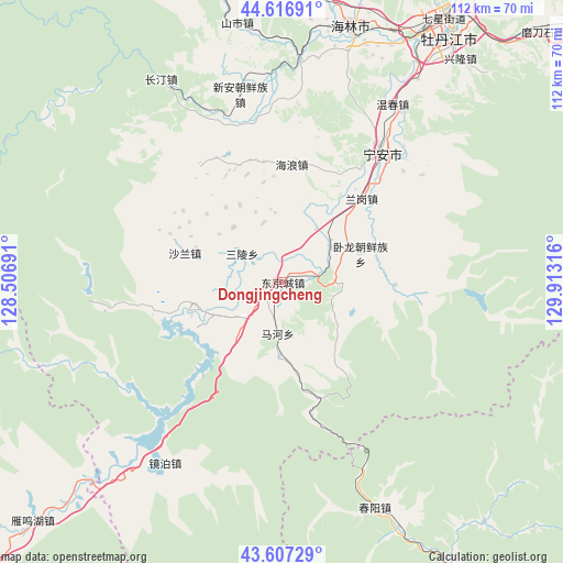 Dongjingcheng on map