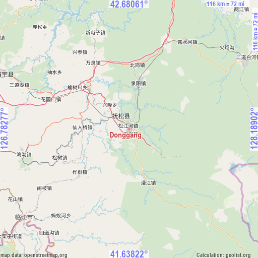 Donggang on map