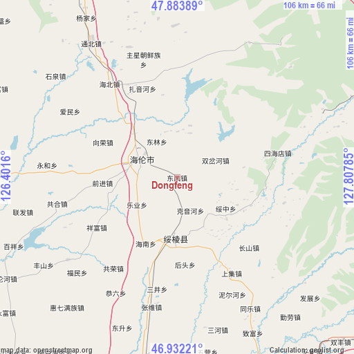 Dongfeng on map