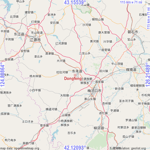 Dongfeng on map