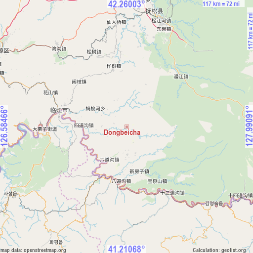 Dongbeicha on map