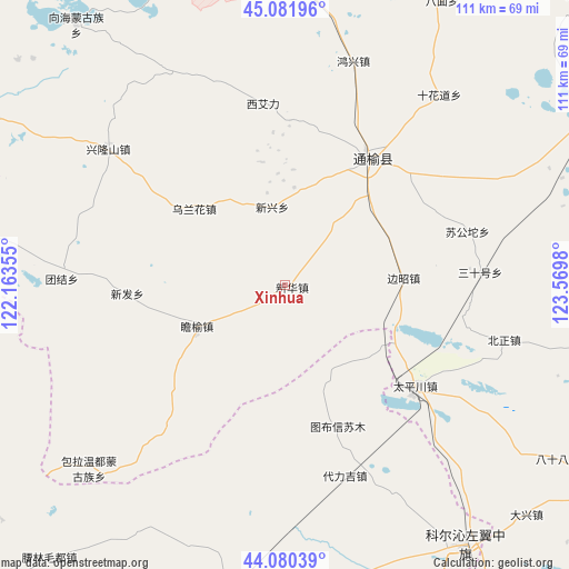 Xinhua on map