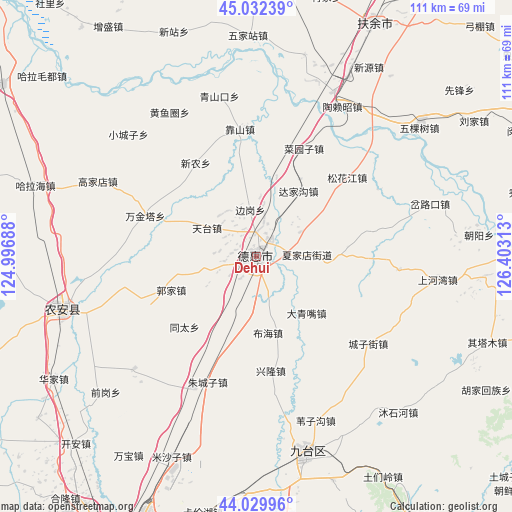 Dehui on map