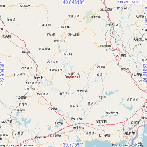 Dayingzi on map