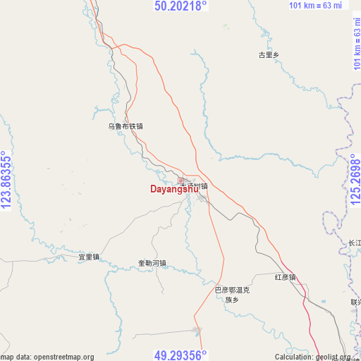 Dayangshu on map