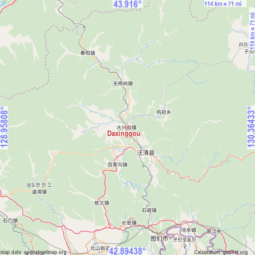 Daxinggou on map