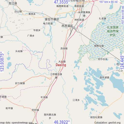 Daxing on map