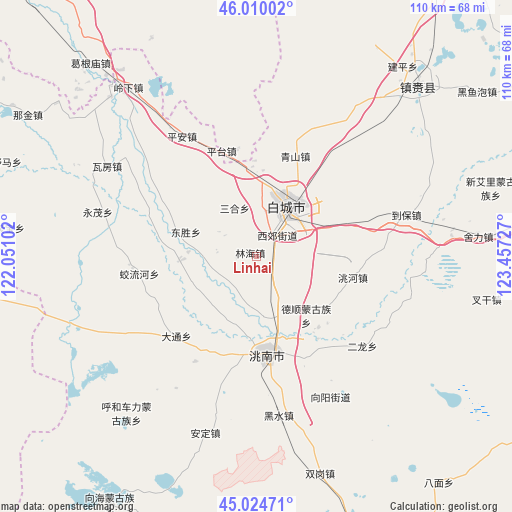 Linhai on map