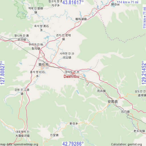 Dashitou on map