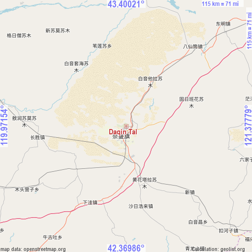 Daqin Tal on map