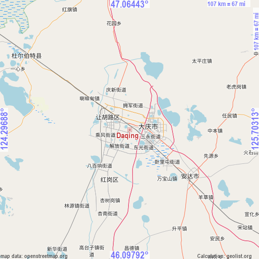 Daqing on map