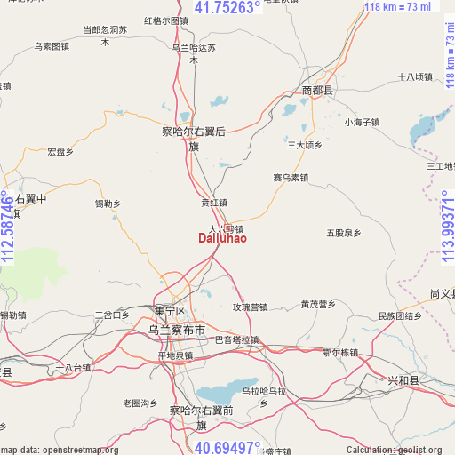 Daliuhao on map