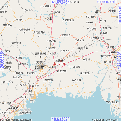 Linghai on map
