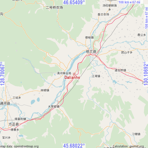 Dalianhe on map