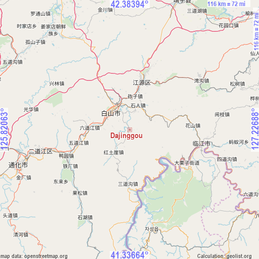 Dajinggou on map
