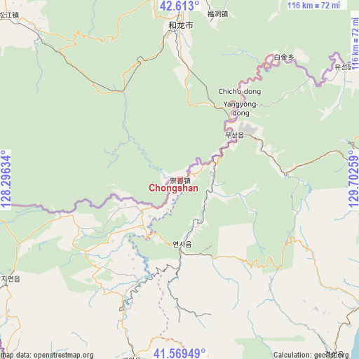 Chongshan on map