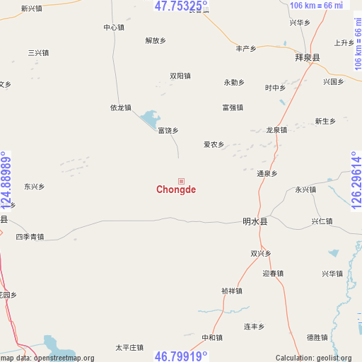 Chongde on map