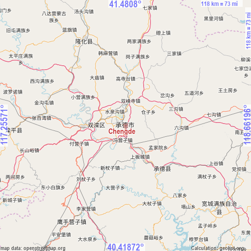 Chengde on map