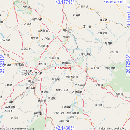 Chaoyang on map