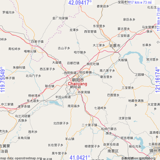 Chaoyang on map