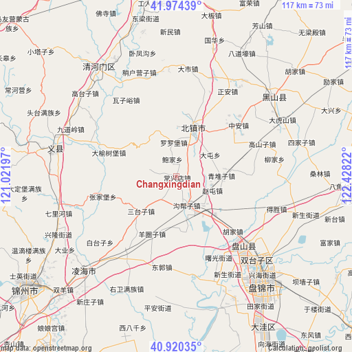 Changxingdian on map