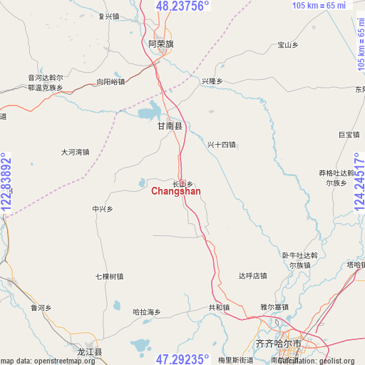 Changshan on map