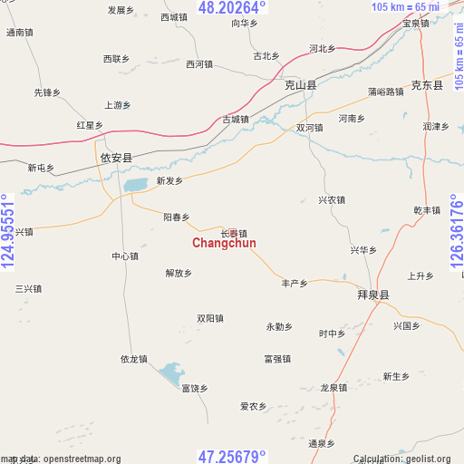 Changchun on map