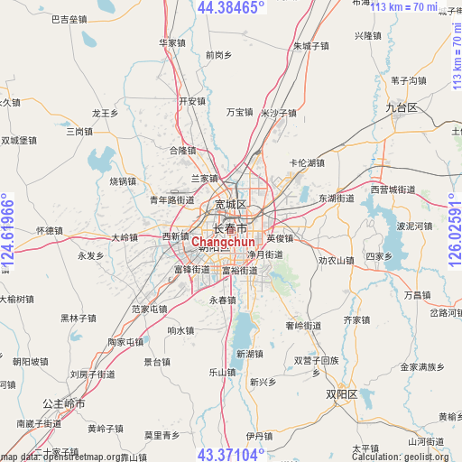 Changchun on map