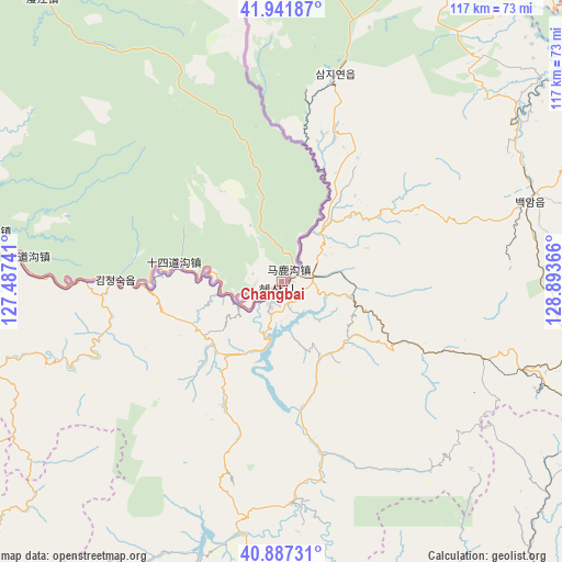 Changbai on map