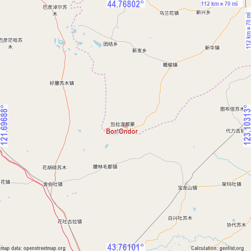 Bor Ondor on map