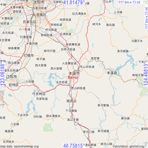 Benxi on map