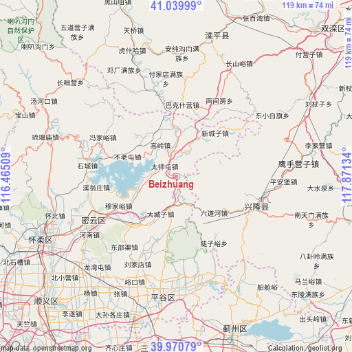 Beizhuang on map
