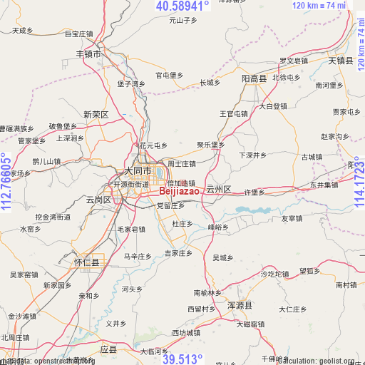 Beijiazao on map