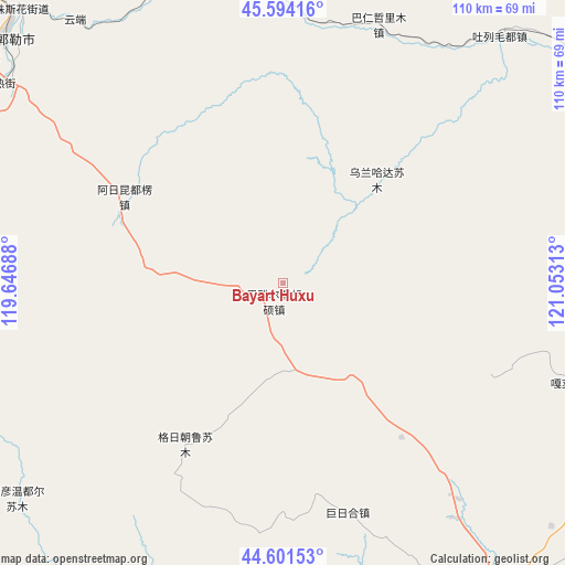 Bayart Huxu on map