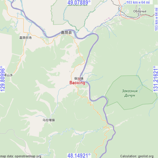 Baoxing on map