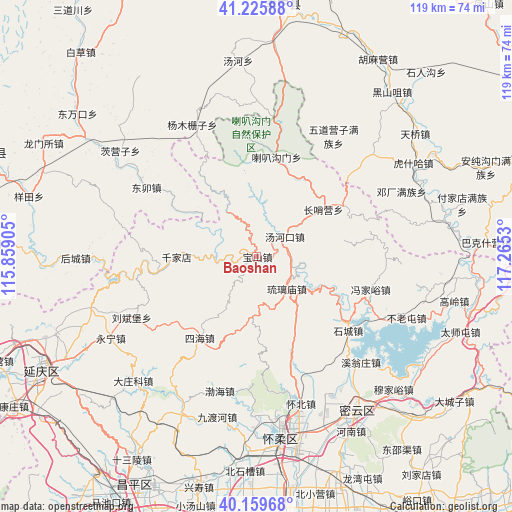 Baoshan on map