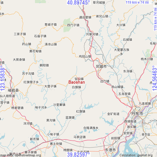 Baoshan on map