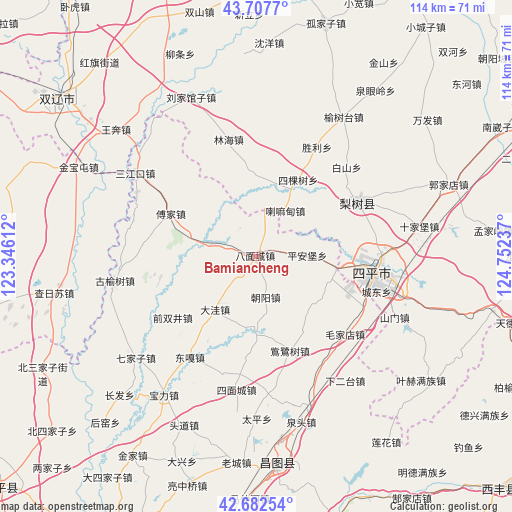Bamiancheng on map