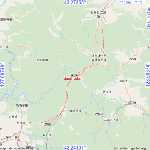 Baishuitan on map