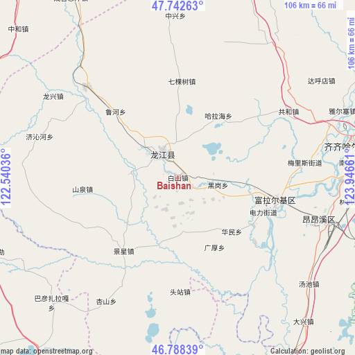 Baishan on map