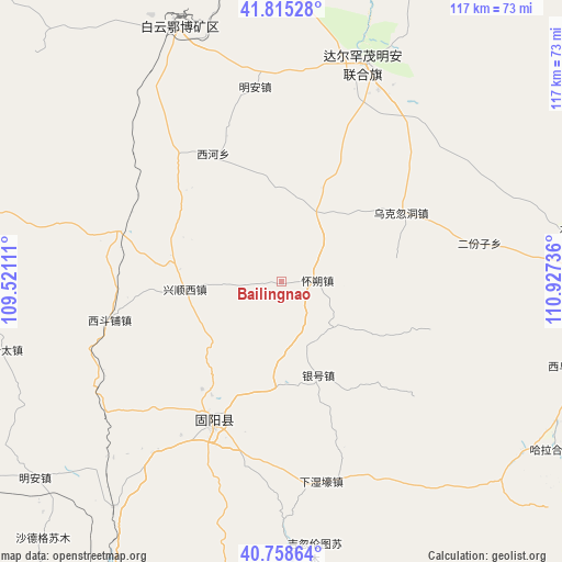 Bailingnao on map