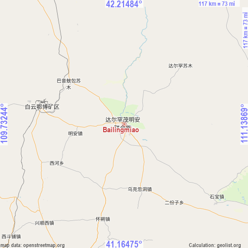 Bailingmiao on map