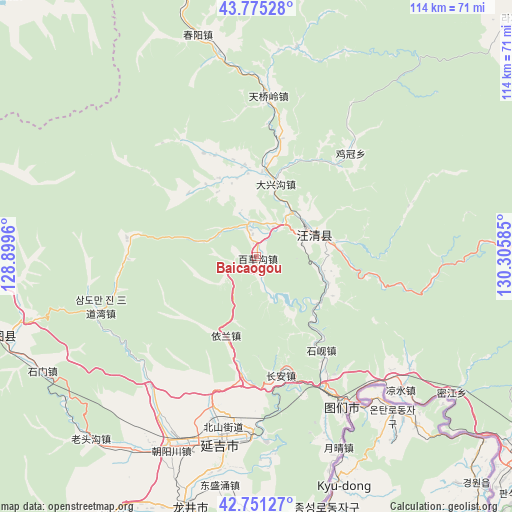 Baicaogou on map