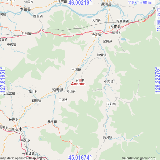 Anshan on map