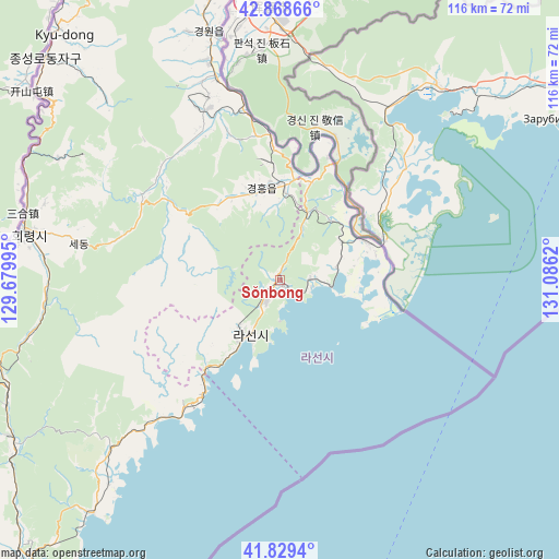 Sŏnbong on map