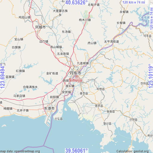 Sinŭiju on map