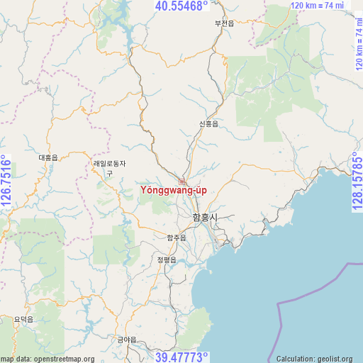 Yŏnggwang-ŭp on map