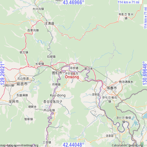 Onsŏng on map
