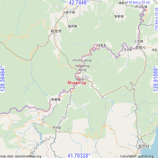 Musan-ŭp on map